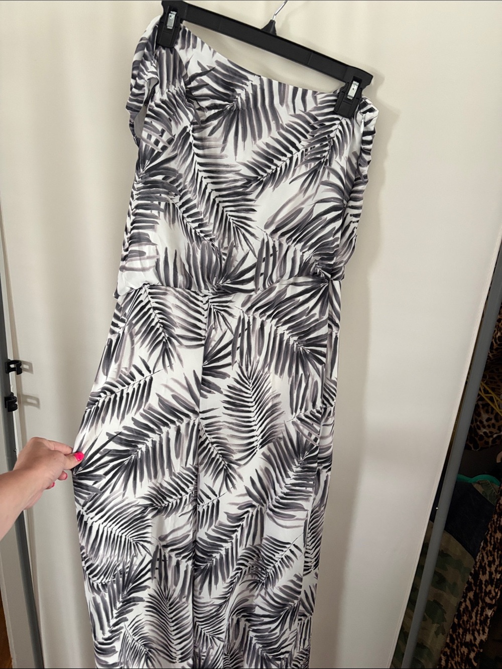 Black & White Palm Leaf one shoulder jumpsuit